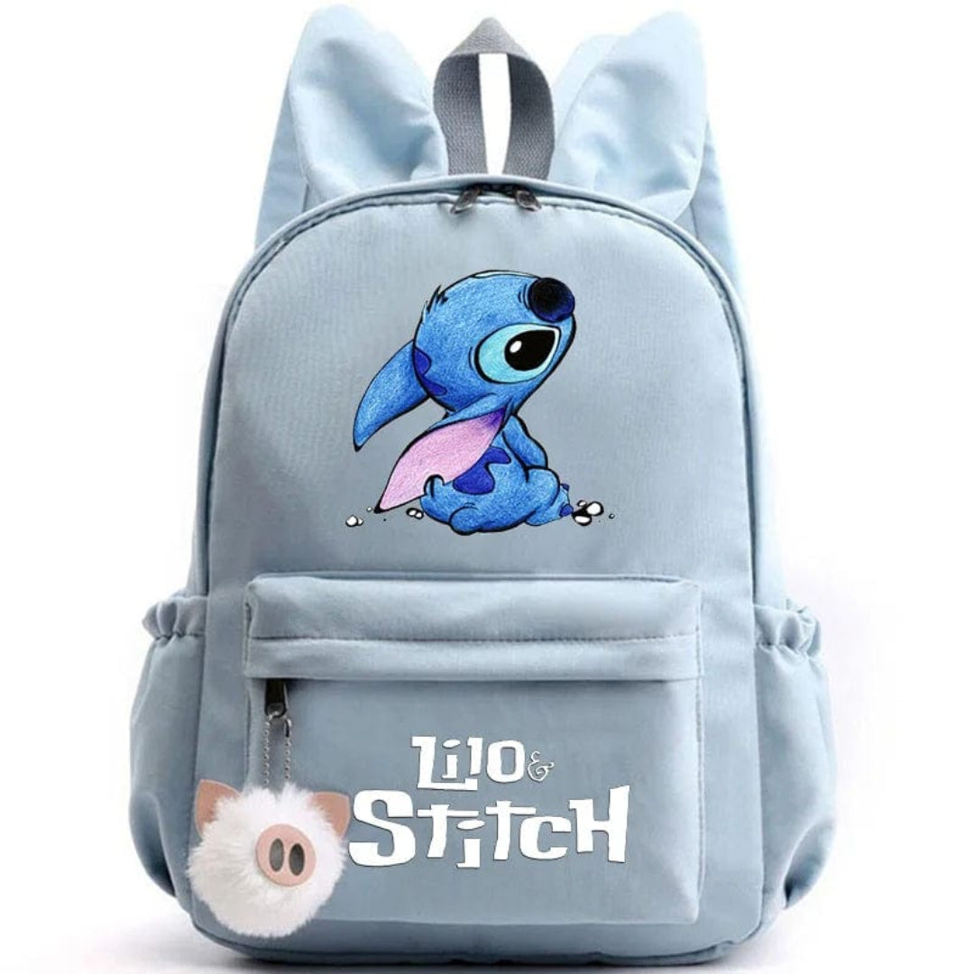 Stitch-Themed School Backpack with Keychain