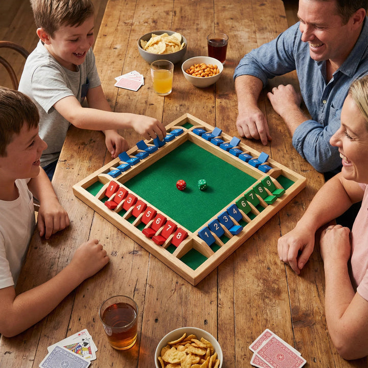 Wooden Shut the Box Game - Family Fun for Up to 4 Players